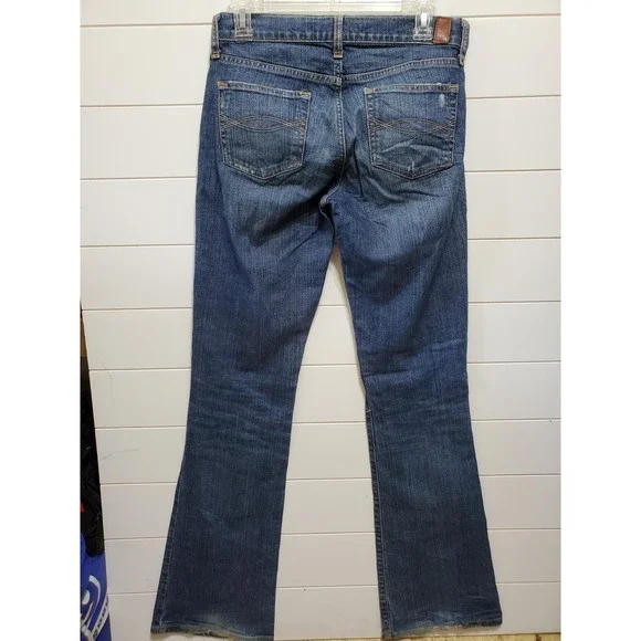Abercrombie & Fitch womens size 4 Long bootcut mid rise distressed denim jeans - Picture 2 of 3
